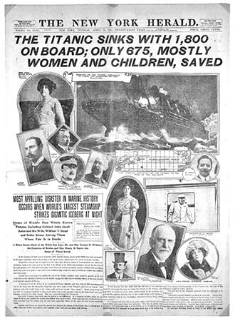 OLD NEWS PAPER ABOUT TITANIC
