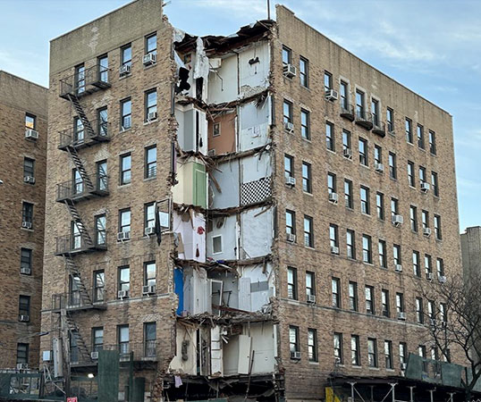collapsed building in Bronx 2023