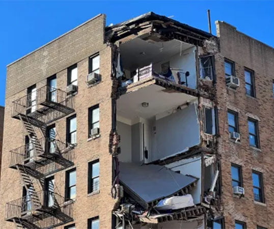 collapsed building in Bronx