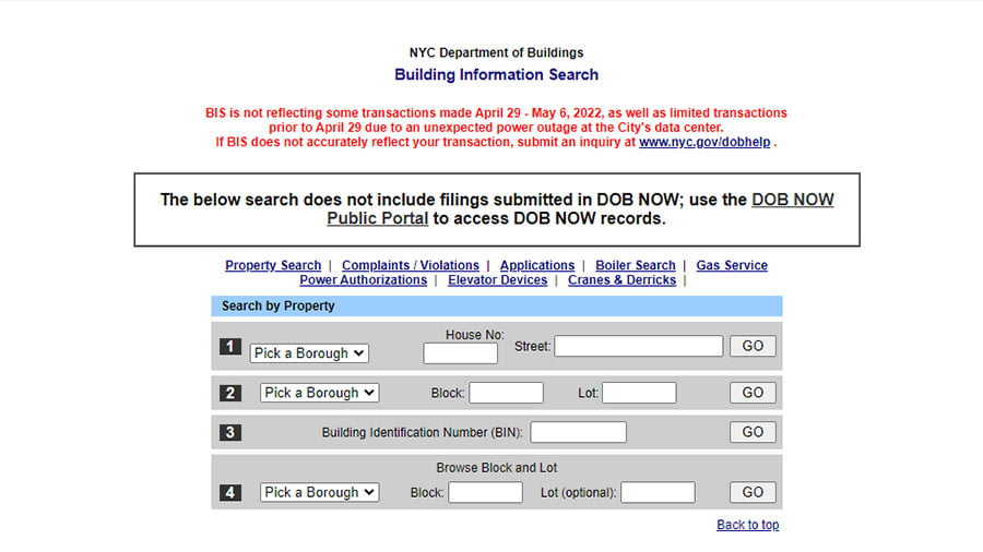 DOB BIS to check old applications.
