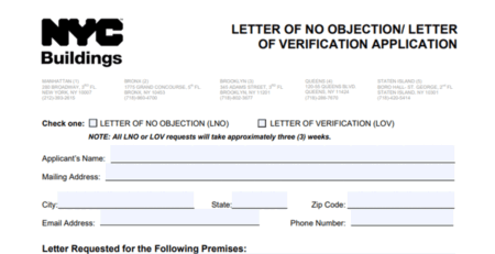 NYC DOB Letter of No Objection and Letter of Verification