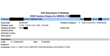 NYC DOB VIOLATION