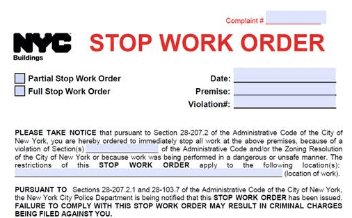 stop work order in nyc